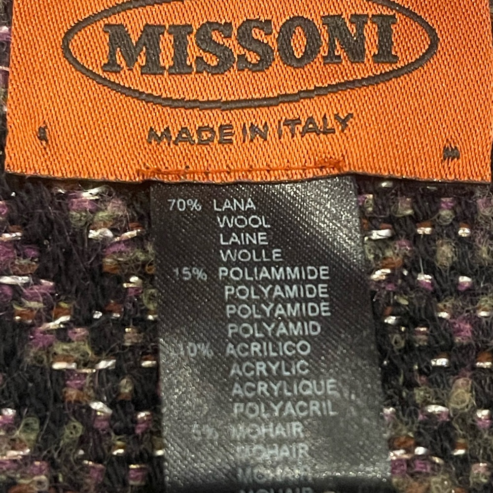 MISSONI Oversized Wool Mohair Fringe Shawl / Scarf Multicolor 65”× 29” - Picture 6 of 12